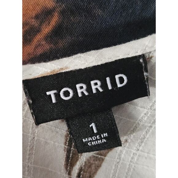 Torrid Women's Sleeveless Top Size 1X Tie Front Cream with Red Flowers - Picture 4 of 8